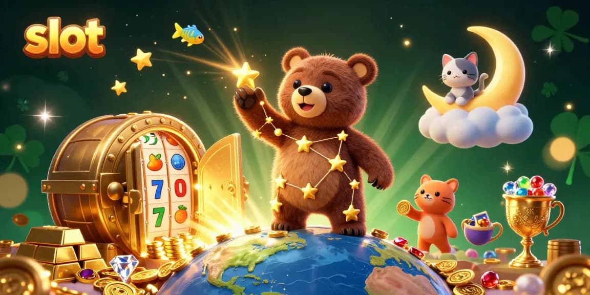Spin vibrant slot games with our captivating illustration filled with golden rewards.