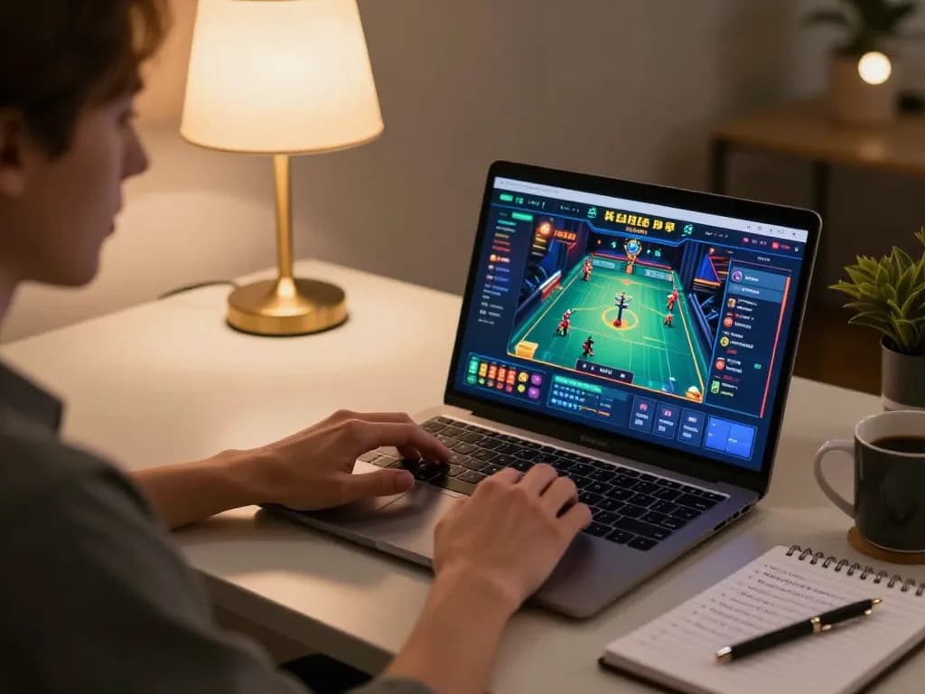 Player engaging with lc88 online casino on laptop with strategic betting notes.
