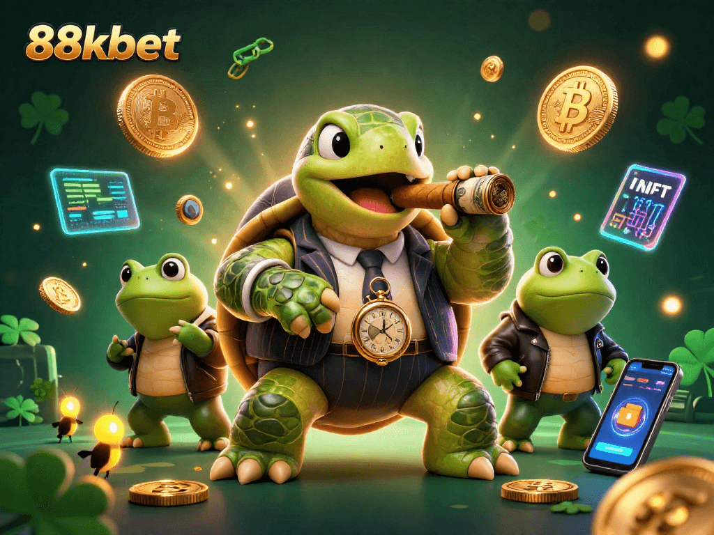 Experience thrilling gameplay with 88kbet's vibrant 3D casino scene featuring interactive characters and crypto elements.