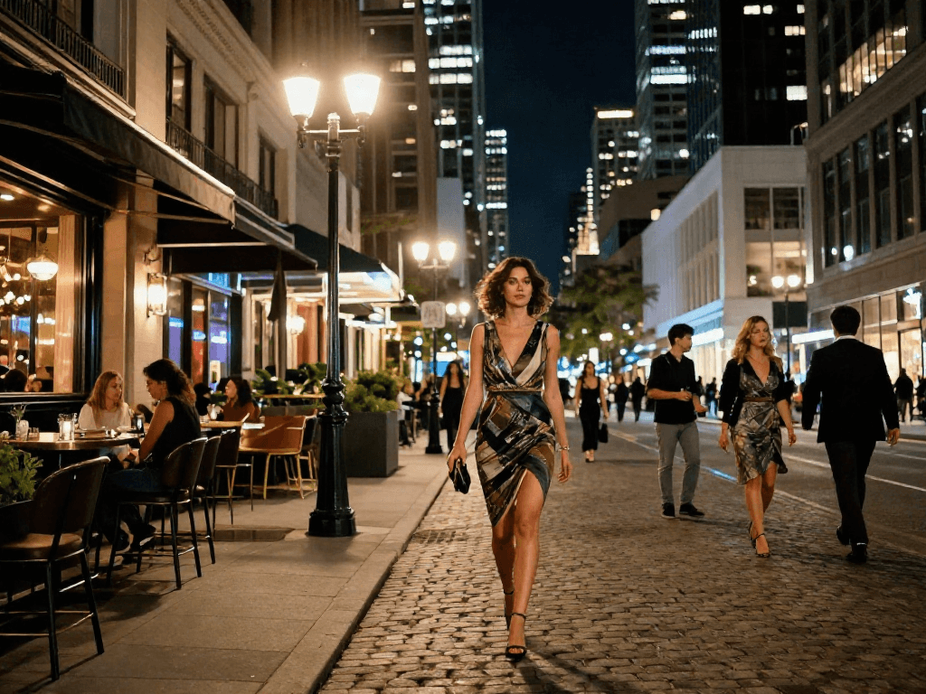Call Girls enjoying a vibrant night out in an elegant city atmosphere.