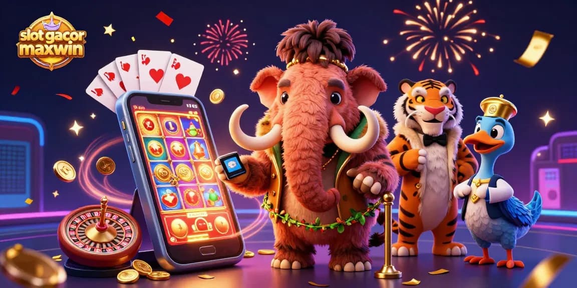 Experience the thrill of slot gacor maxwin with vibrant characters in a dynamic casino scene.