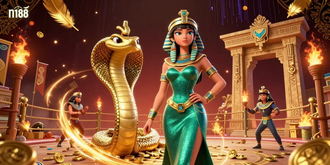 Experience thrilling action at n188 with a vibrant illustration of a captivating casino scene featuring detailed characters and dynamic elements.