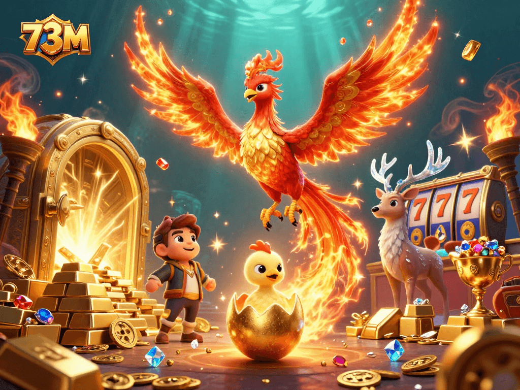 Experimente a ação de 73M com um fênix flamejante e jogos de caça-níqueis vibrantes.