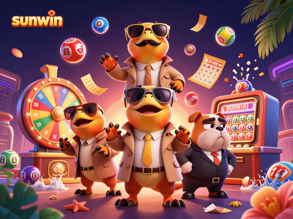 sunwin raptors charm their way into a casino, surrounded by lively lottery elements