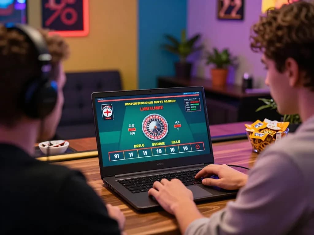 Engaged gambler playing Spaceman slot game on a laptop, showcasing immersive online casino experience