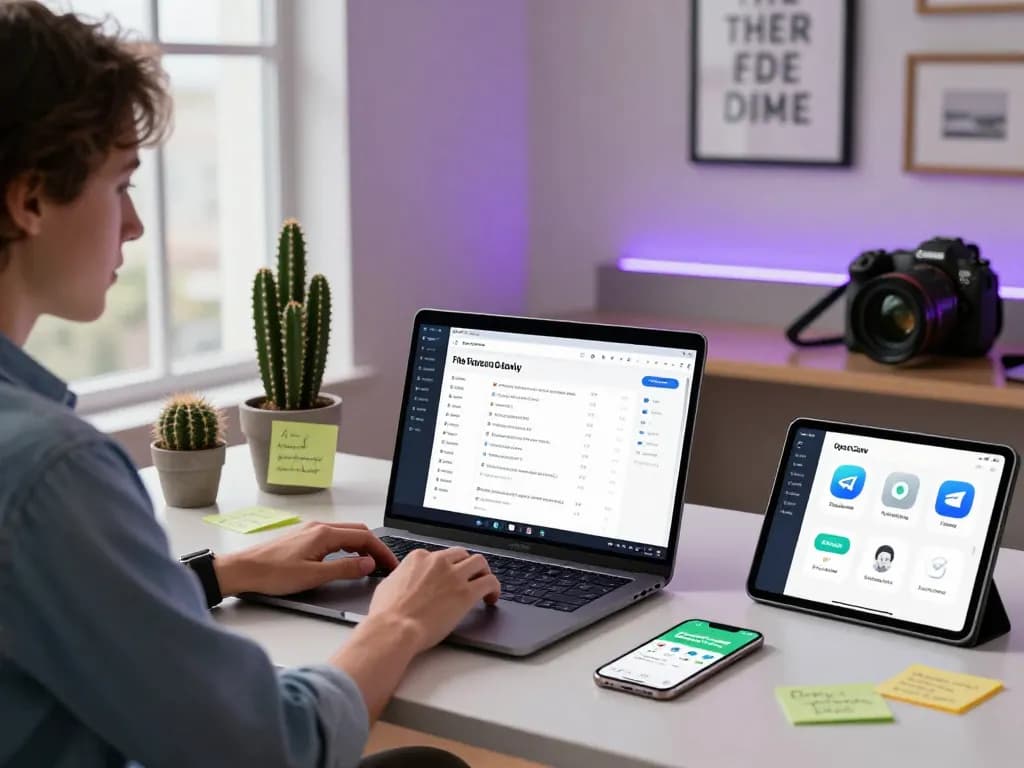 User engaging with OpenClaw personal AI assistant in a modern workspace, showcasing productivity tools and integration.