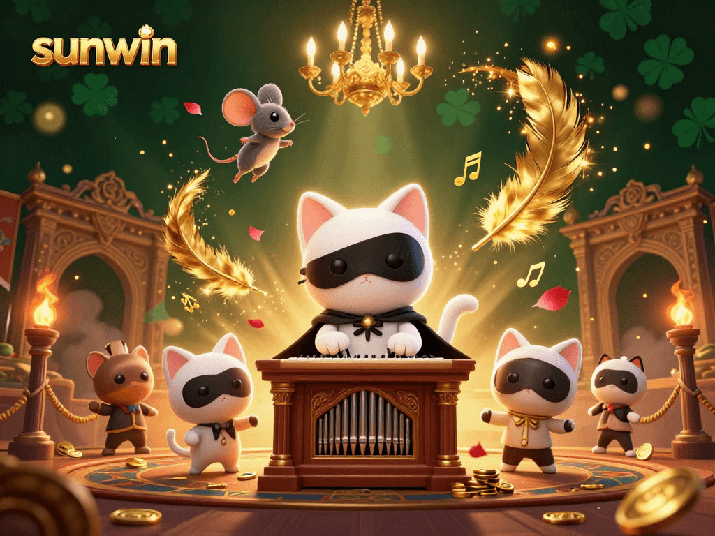 Win big with sunwin gaming at a vibrant casino scene filled with animated characters and dynamic action!