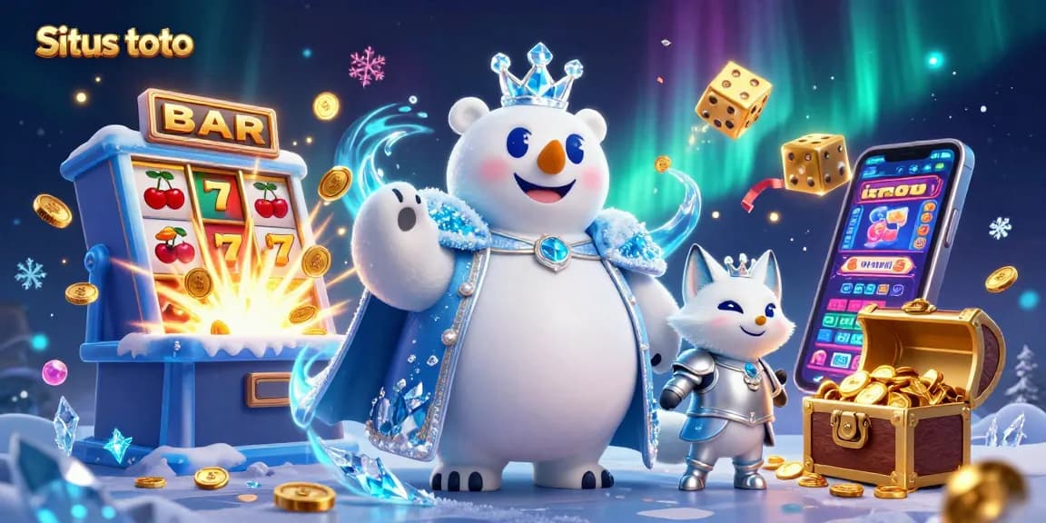 Situs toto offers thrilling slot gameplay, featuring the ice king and snow fox amidst a jackpot scene.
