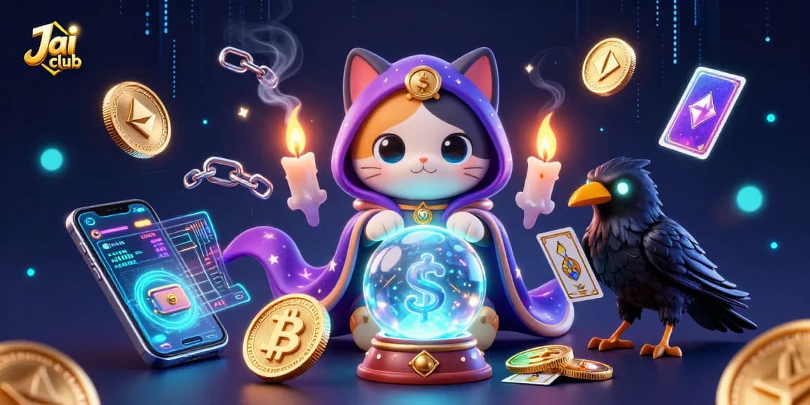 Play lottery games on Jai club with a mystic cat and magical elements in this vibrant online casino scene.