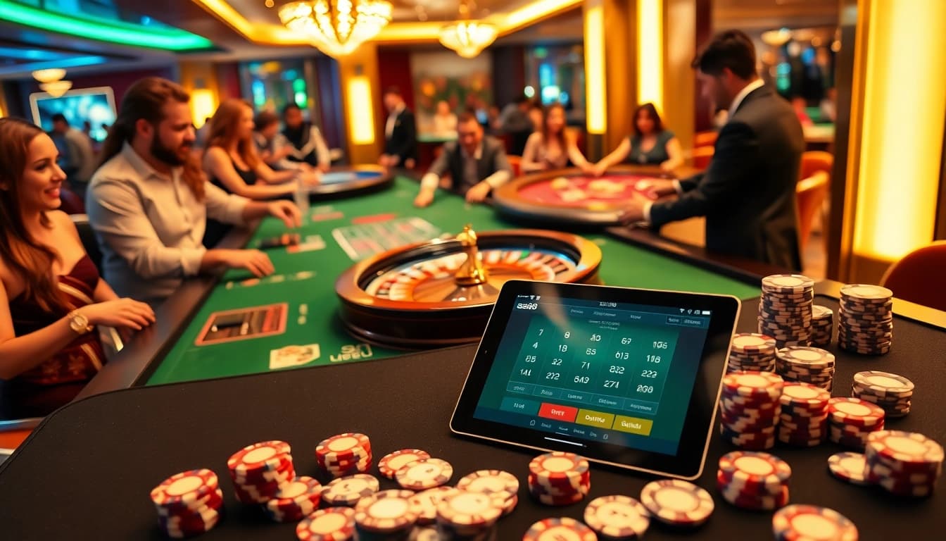 Experience the thrill of betting at sa88 casino with vibrant poker chips and luminous roulette wheels.