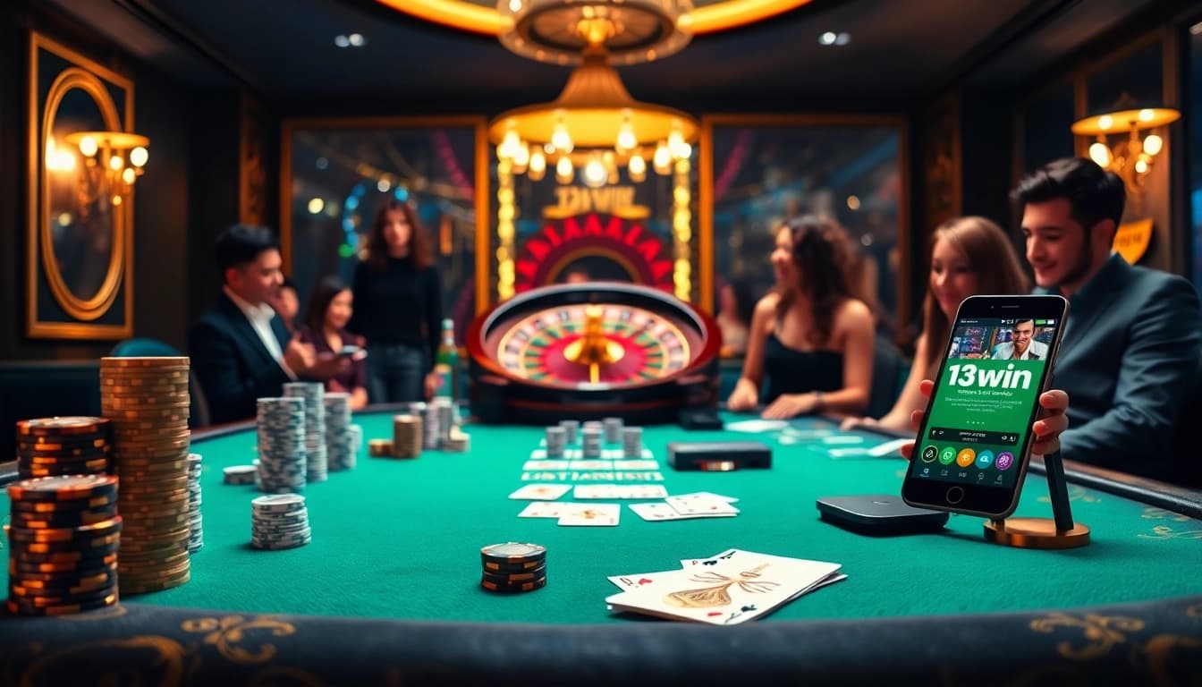 Experience the thrill of betting at 13win with vibrant poker chips and luxury casino elements.