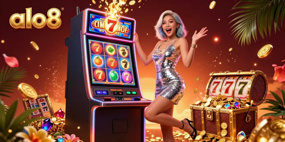 Experience the excitement at alo8 with a thrilling slot machine jackpot celebration.