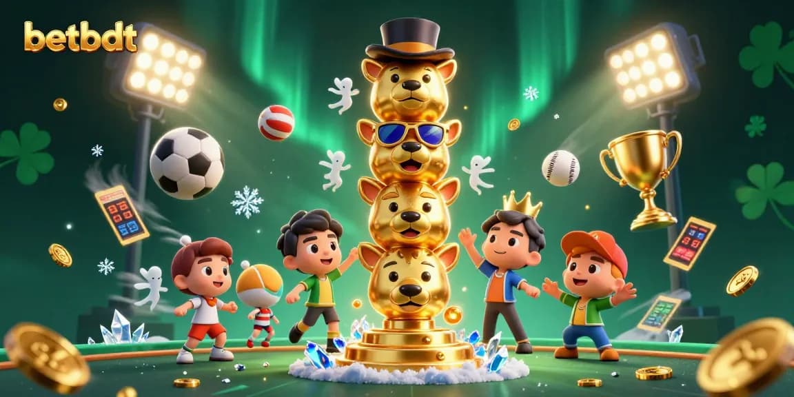 Experience thrilling sports betting action with betbdt's vibrant 3D casino illustration.