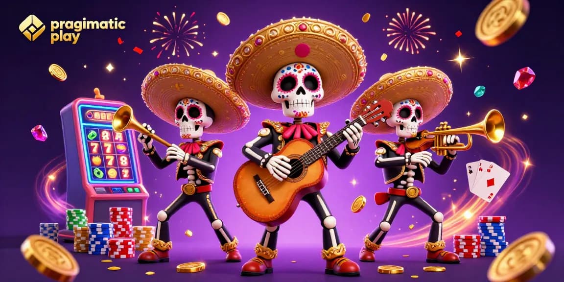 Spin the reels of pragmatic play slots with jubilant mariachi band and golden coins flowing.