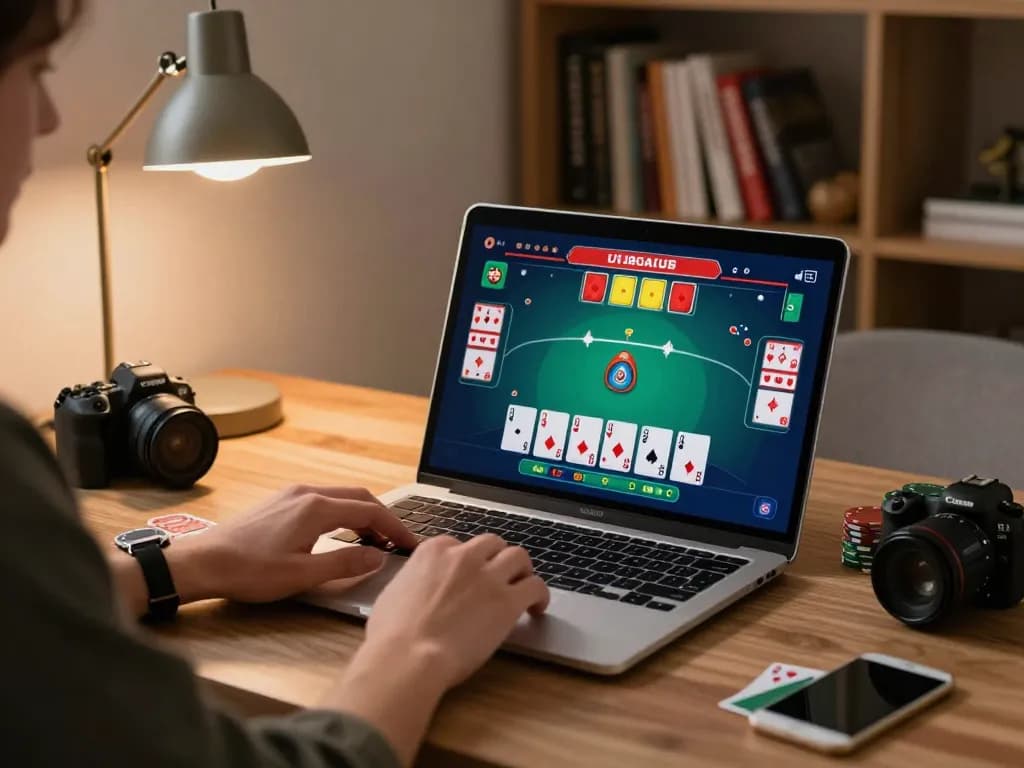 Player enjoying a strategic blackjack game on Jun88, showcasing modern online gambling experience.