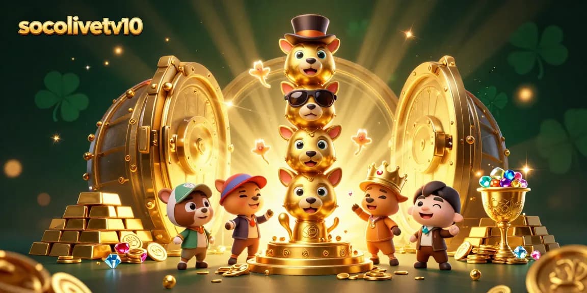 Experience exciting bets at socolivetv10 with a vibrant 3D gambling scene filled with treasure.