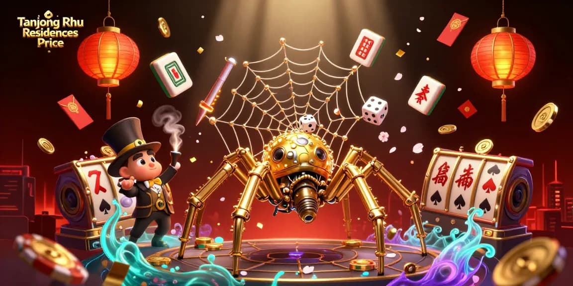 Experience thrilling Tanjong Rhu Residences Price excitement with steampunk casino elements, jackpot symbols, and vibrant decorations.