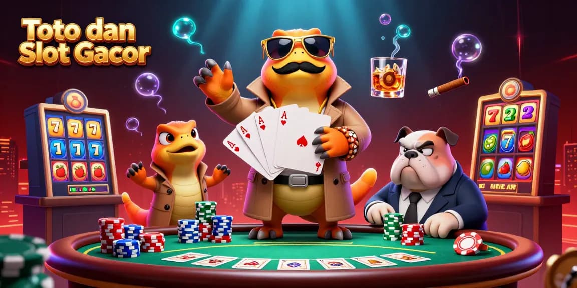 Experience thrilling Toto dan Slot Gacor action with cartoon raptors attempting VIP casino entry.