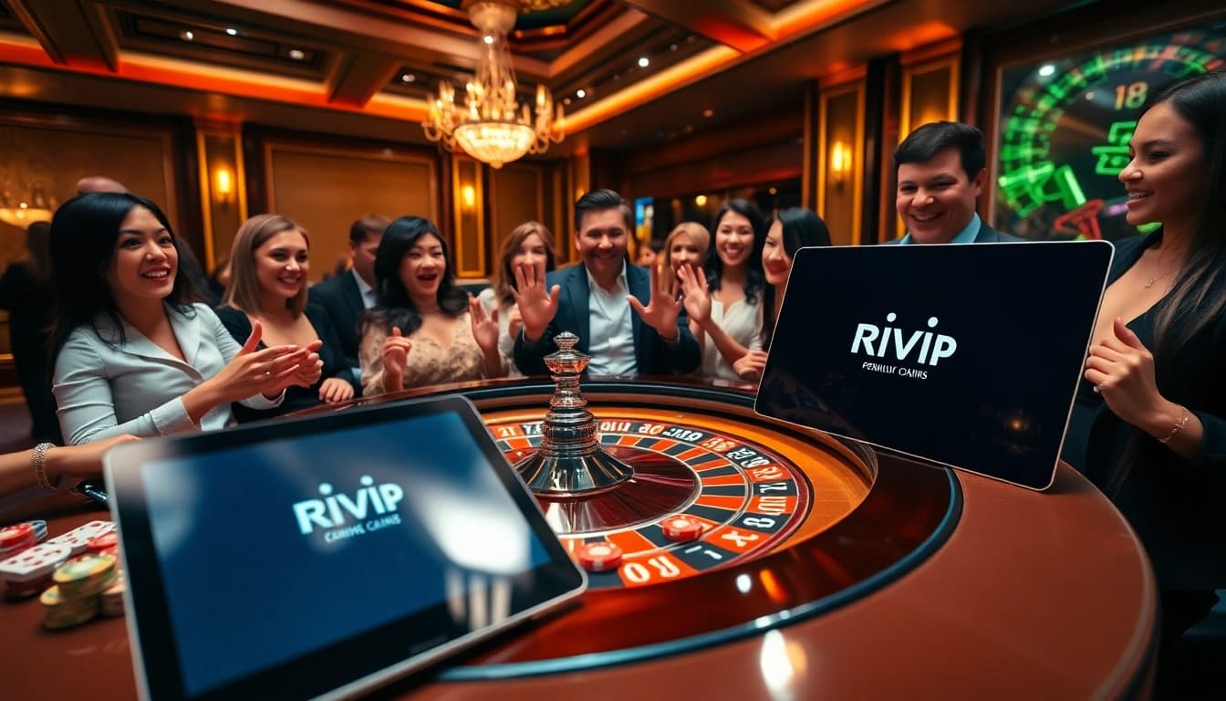 Experience the thrill of rik vip at a luxurious casino scene with vibrant roulette action.