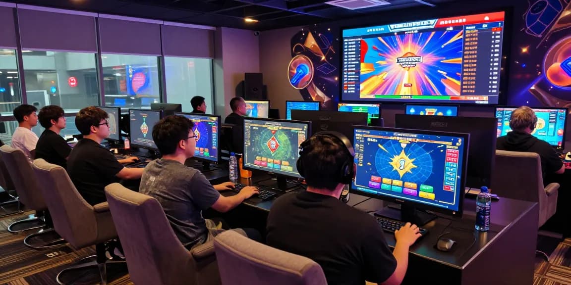 Aviator crash gaming scene showcasing players engaged in real-time betting and cashout activities in a vibrant casino environment.