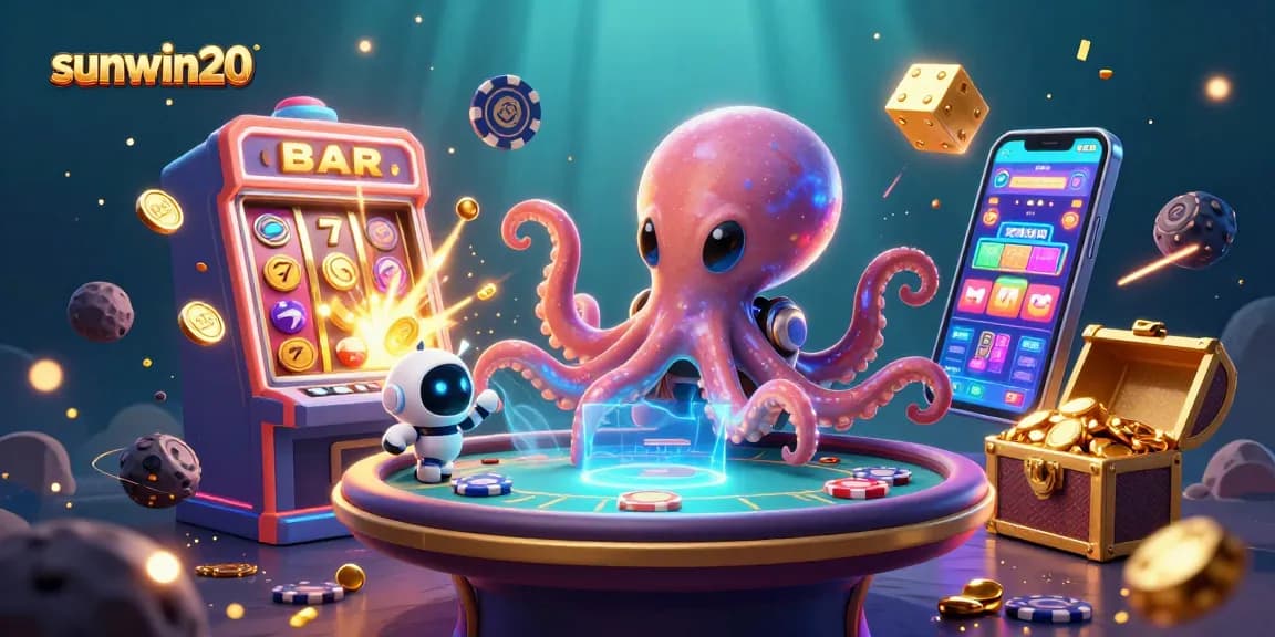Experience thrilling gameplay with sunwin20's captivating alien octopus and holographic poker action.
