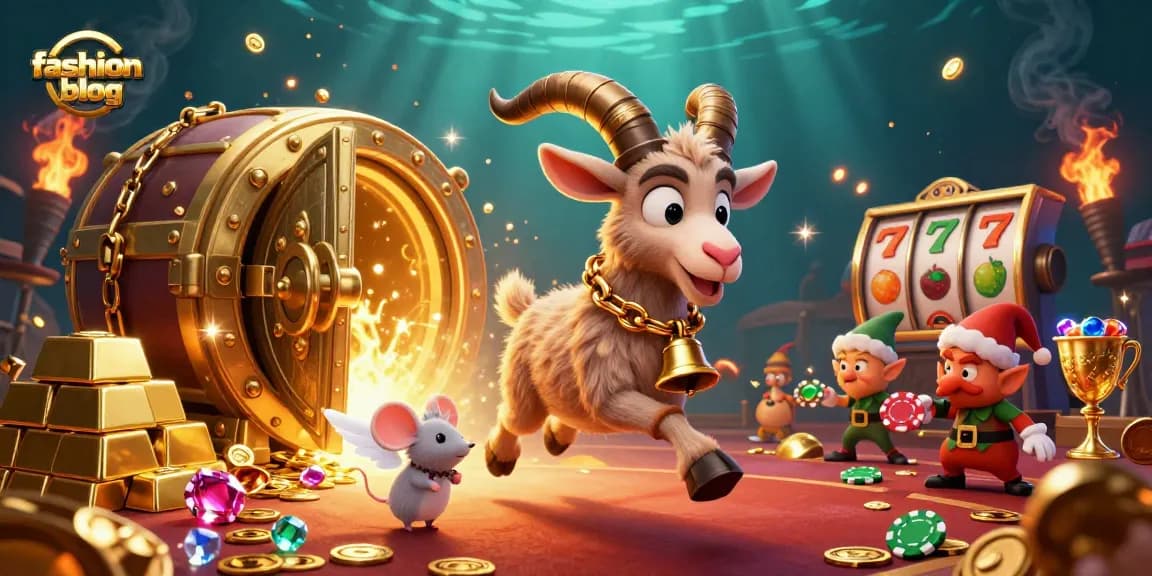 Engage in winning moments at a festive holiday casino in this vibrant fashion blog scene.
