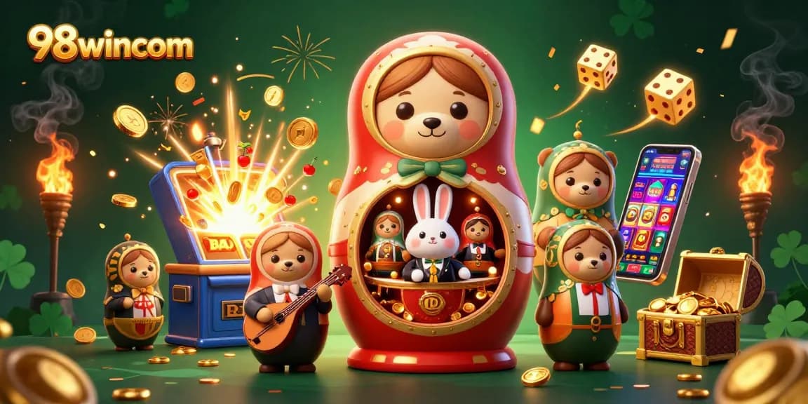 Engage in thrilling adventures at 98wincom with animated casino characters and vibrant game elements.