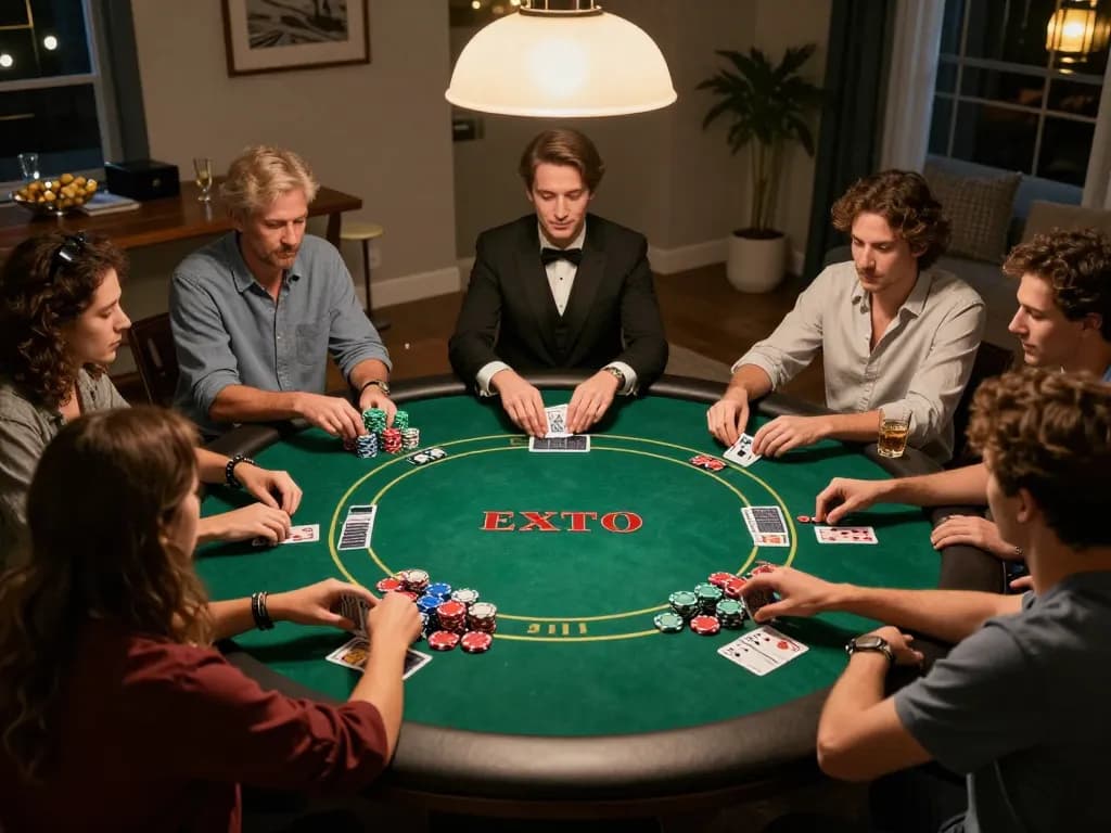 Teman-teman menikmati permainan idn poker yang mendebarkan saat malam poker santai di rumah
