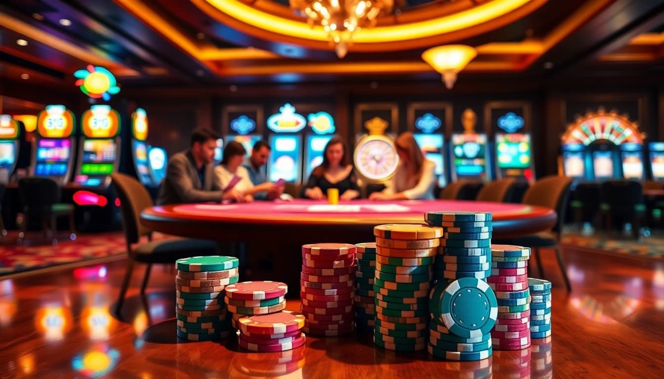 Engaged players at a high-stakes poker table featuring elements from https://rr88co.net/ for a thrilling casino atmosphere.