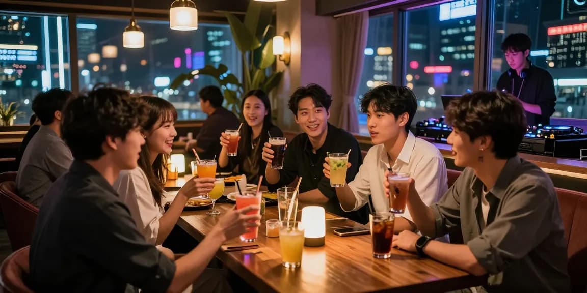 하루이야기와 함께 강남의 활기찬 밤문화 즐기는 젊은이들