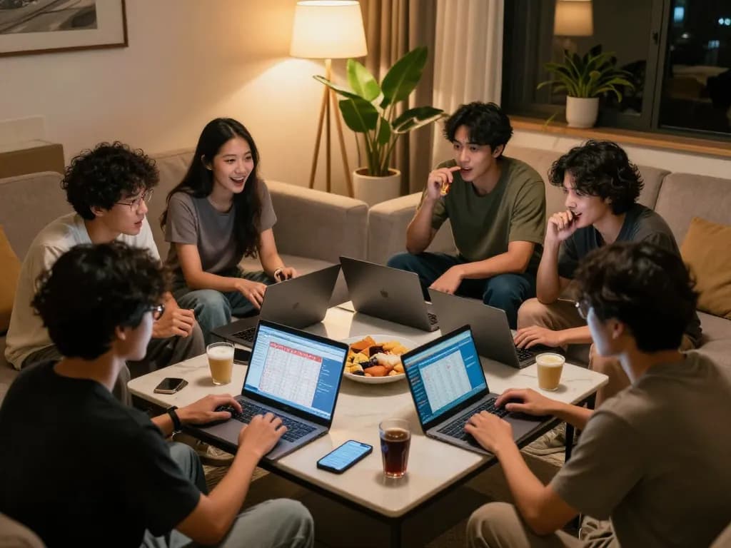 Enthusiastic players engaging in lô đề online at home, showcasing responsible gaming.