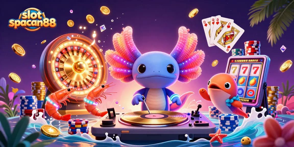 Enjoy spinning slot spaceman88 reels with colorful characters amidst cascading coins and swirling gems.