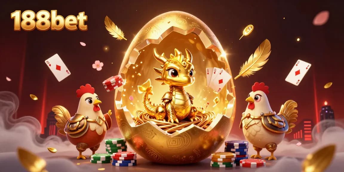 Engage with the 188bet world of gambling featuring a golden dragon and poker chips.