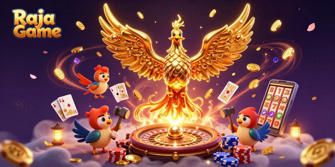 Play exciting games and win rewards on Raja Game with vibrant casino elements.
