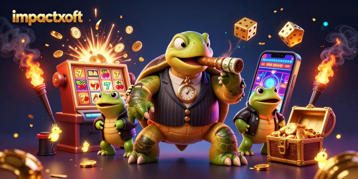 Experience casino excitement with impactxoft in an ultra-detailed 3D illustration of a mobster turtle!