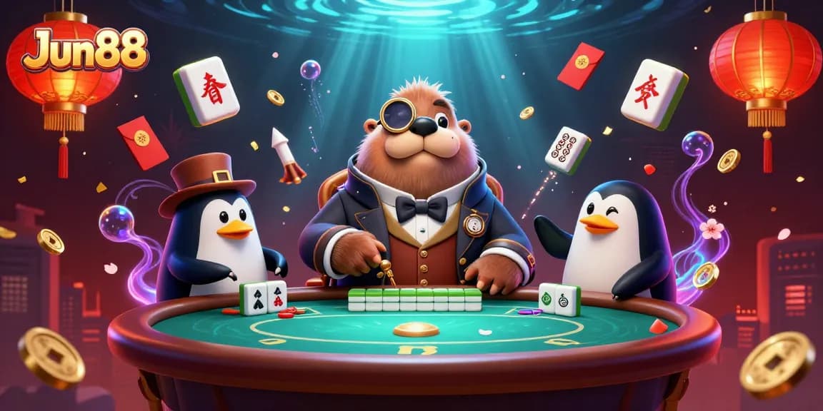 Experience thrilling poker at Jun88 with a jolly walrus, a penguin dealer, and a bluffing pufferfish.