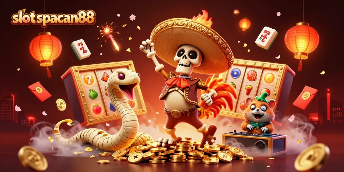 Experience thrilling wins with slot spaceman88, featuring vibrant characters in a lively casino setting.