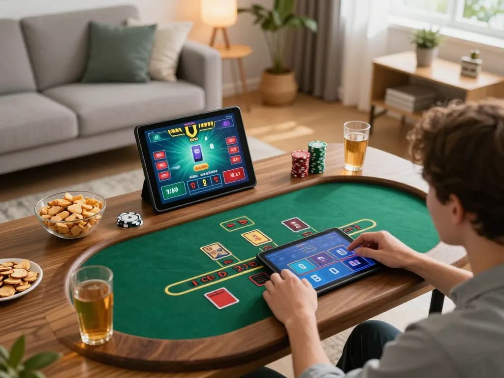 okwin68 player enjoying live dealer blackjack from home during a cozy evening