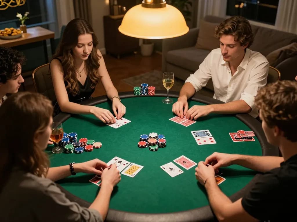 Gaming with friends at cm88-bet poker night surrounded by chips and excitement