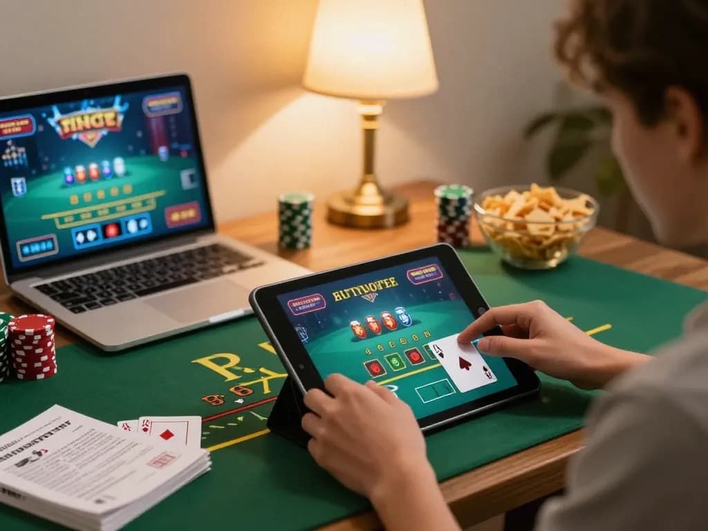 Player enjoying a live dealer blackjack game on 99win, surrounded by snacks and strategy tools.