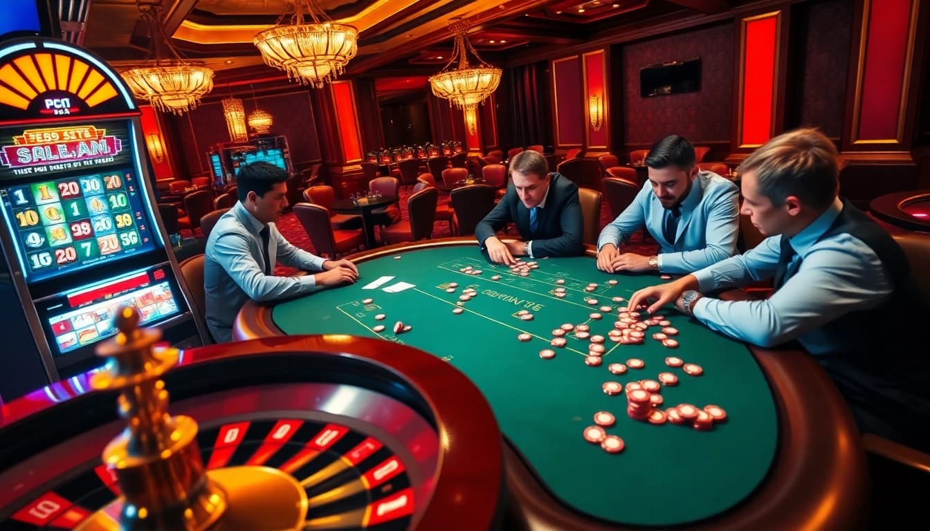 Players strategizing at the poker table in a luxurious setting at PG88.COM.