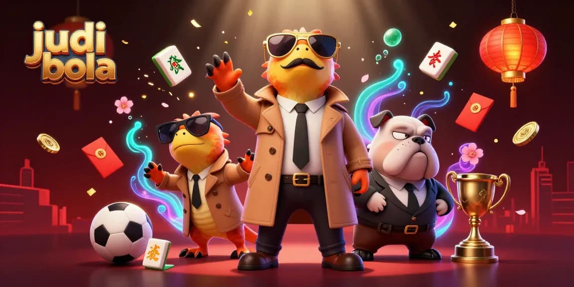 Experience judi bola action with cartoon raptors in a trench coat entering a lavish casino.