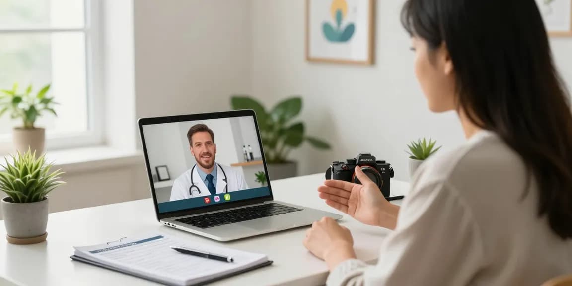 Ohio MMJ Card online consultation with a doctor in a comfortable home office setting.