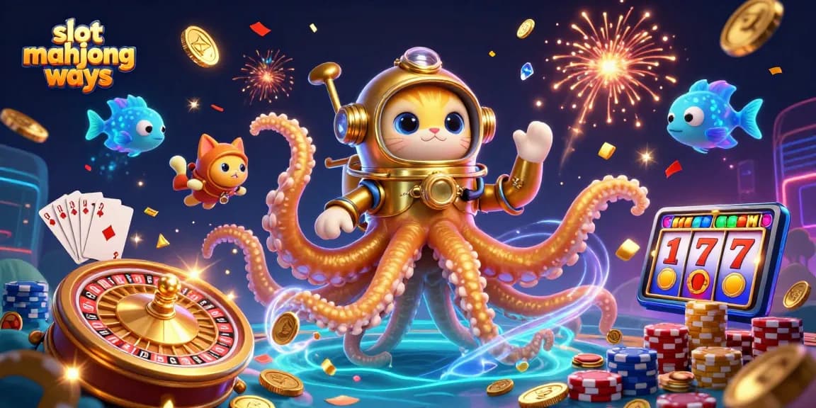 Experience slot mahjong ways with a thrilling scene of adventure, luck, and colorful casino elements.