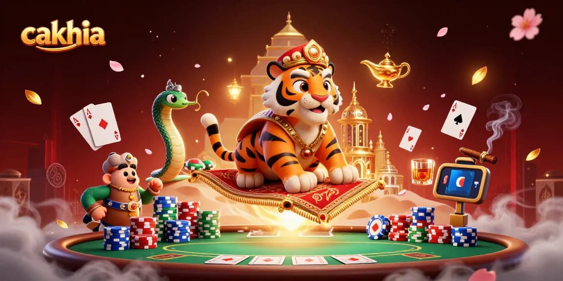 Experience thrilling gaming with cakhia in a vibrant 3D casino illustration, showcasing action and excitement.