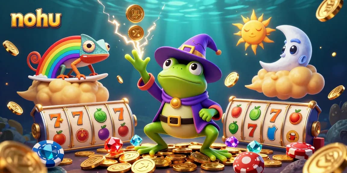 Spin the reels at nohu for exciting jackpot chances amidst golden coins and vibrant gaming elements.