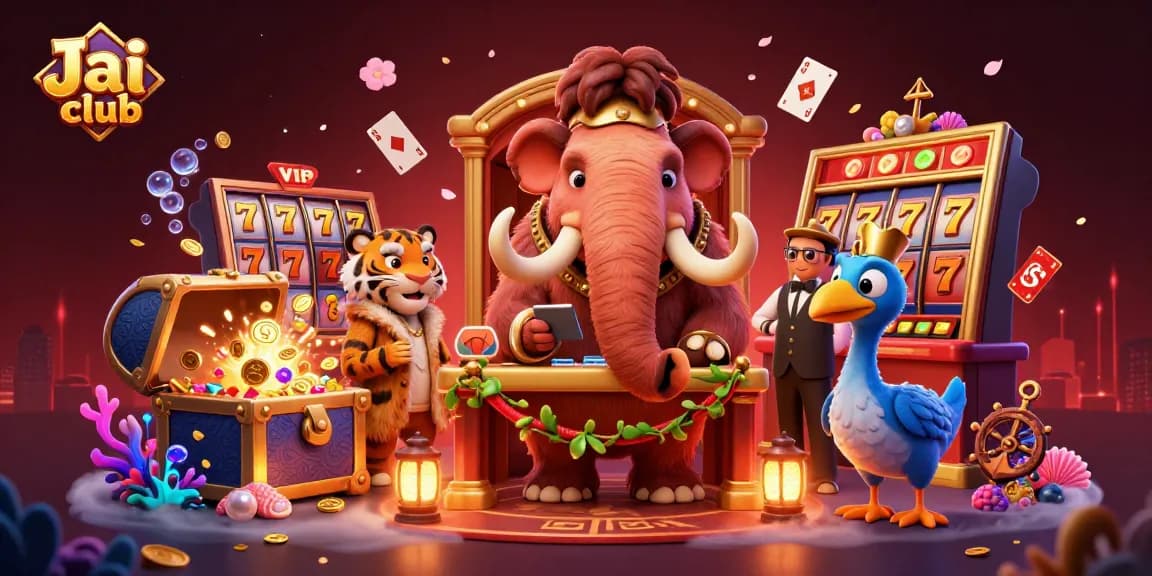 Engage with Jai club's thrilling experience featuring a vibrant 3D casino scene full of excitement.