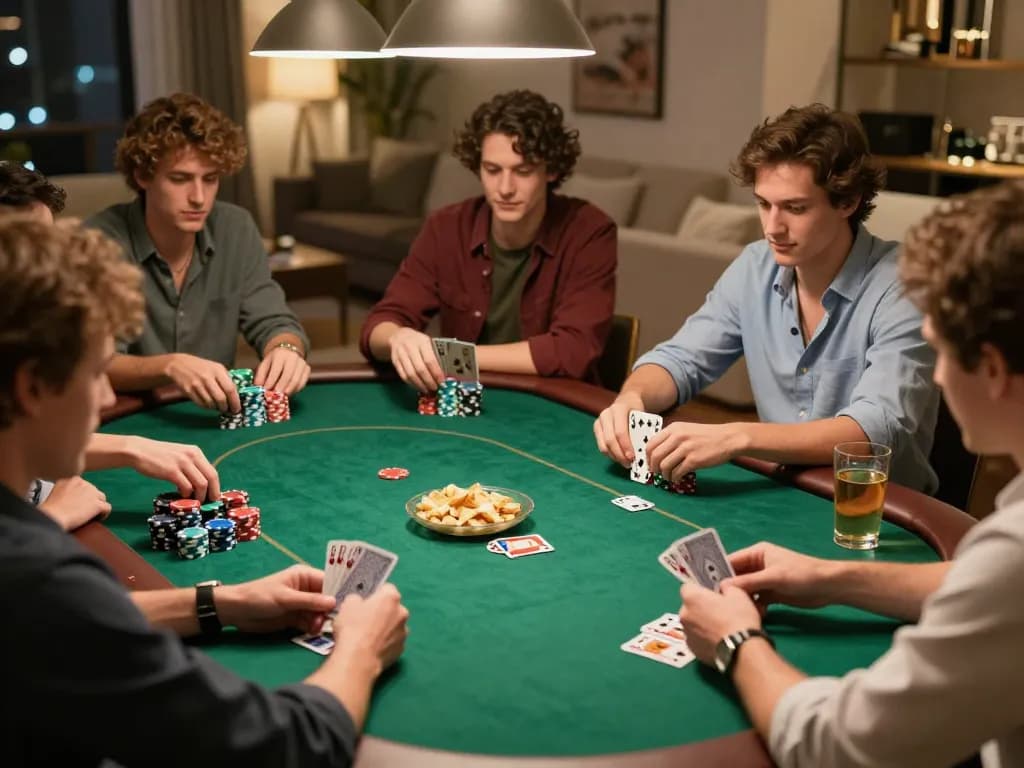 Players enjoying a game of poker around the table, showcasing the hidden wiki references for online gaming safety.