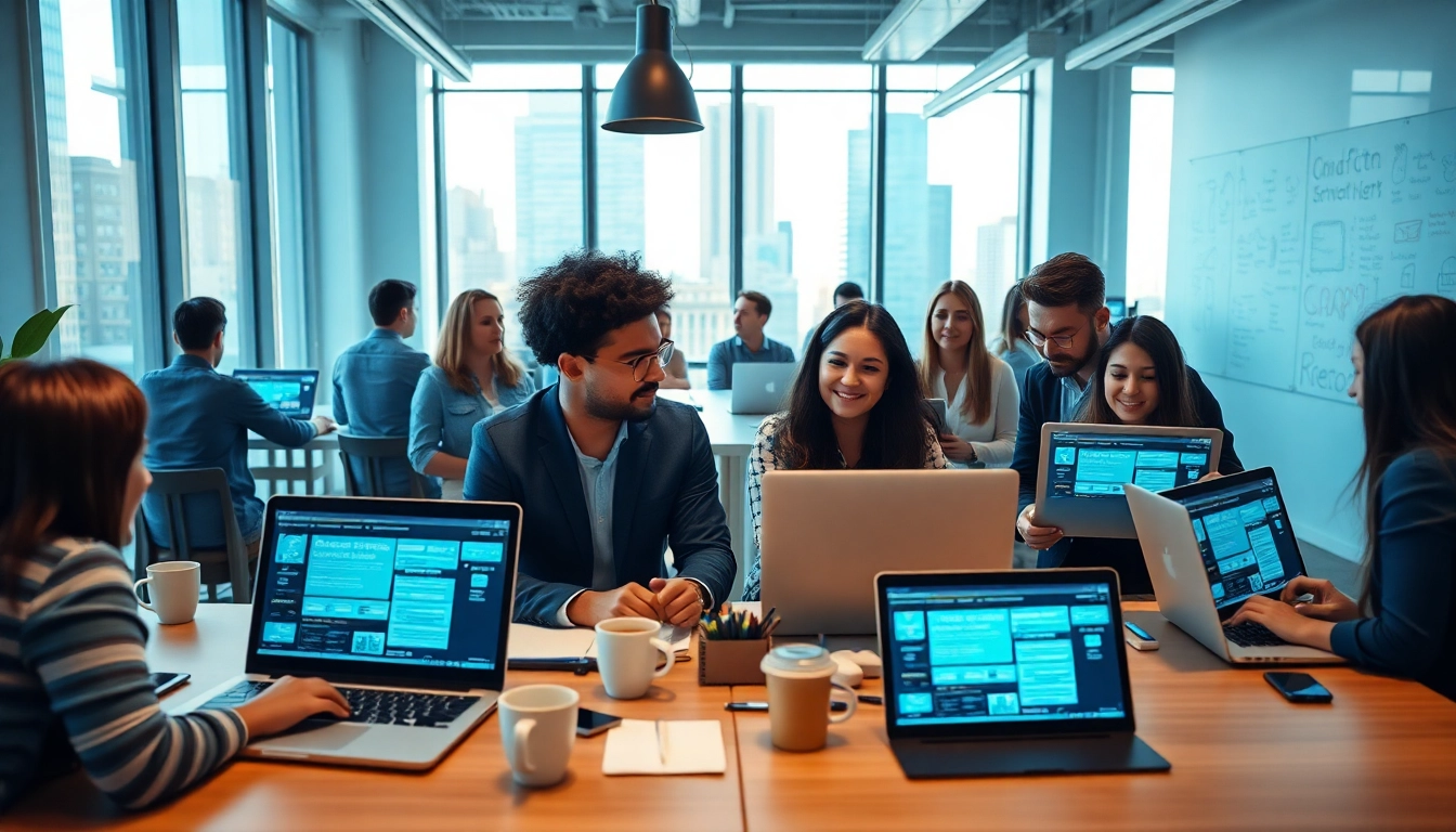 Mobile web development NYC team collaborating in a modern office environment.