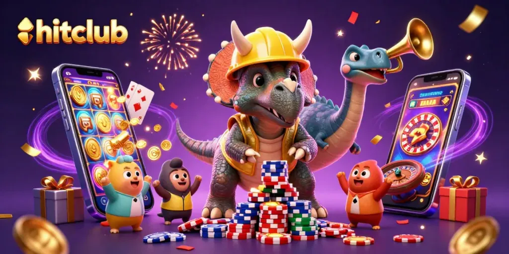 Experience win excitement at hitclub with vibrant 3D characters and dynamic casino elements.